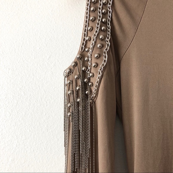 Cold Shoulder Mini Bodycon Dress with Chain Detail - Picture 2 of 4
